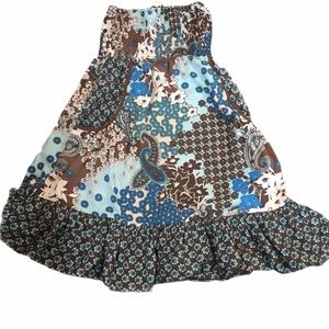 No Boundaries Halter Top Dress Blue Brown Small